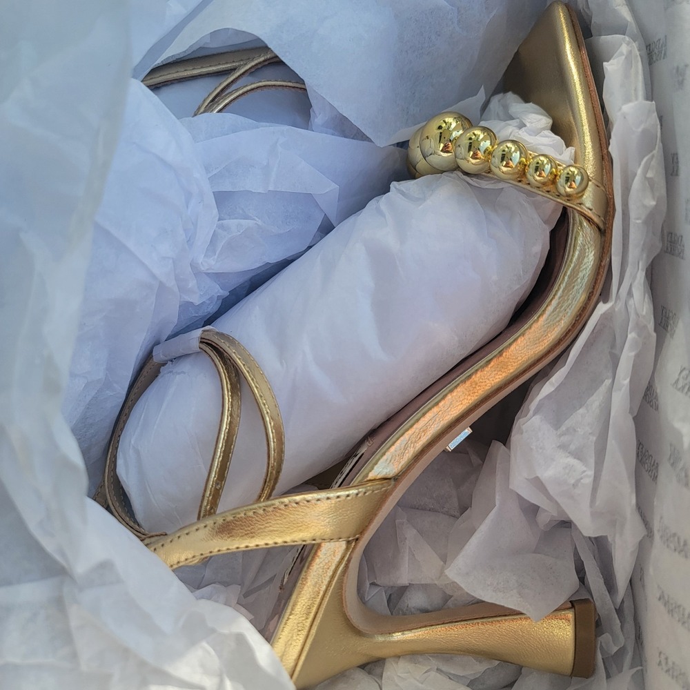 Badgley Mischka Women's Cailey Strappy Stiletto Sandal W/ Balled Vamp  Gold NEW!